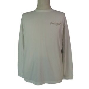 UltraClub Shirt Mens M White Salt Legend Fishing Long Sleeve Dri-Fit Outdoor